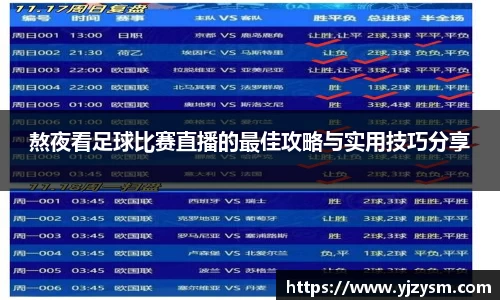 熬夜看足球比赛直播的最佳攻略与实用技巧分享
